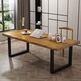 实木会议桌简约现代办公桌洽谈桌工作台原木大板桌长条餐桌电脑桌