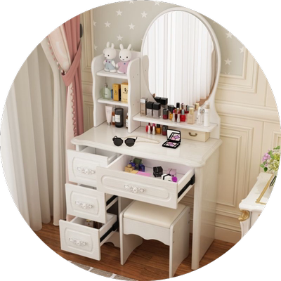 欧式梳妆台女生卧室小户型70/80CM现代简约少女化妆台收纳柜一体