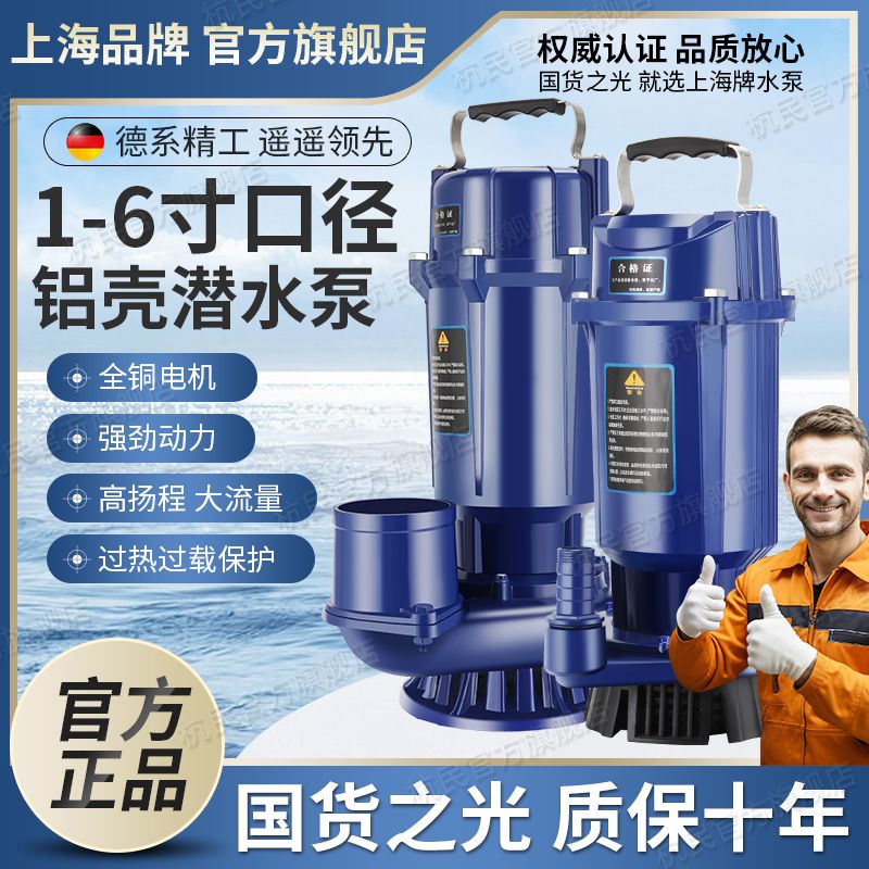 上海国标人民潜水泵220V清水泵农用灌溉泵家用大流量高扬程抽水机
