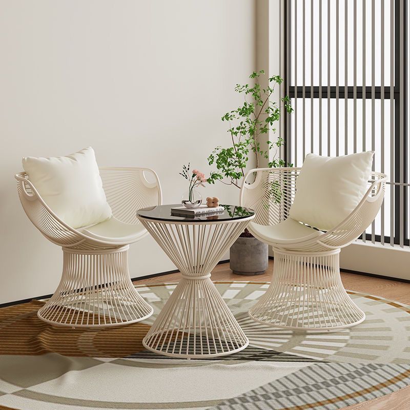 阳台休闲轻奢桌椅沙发椅家用茶几三件套网红简约一桌庭院奶油组合