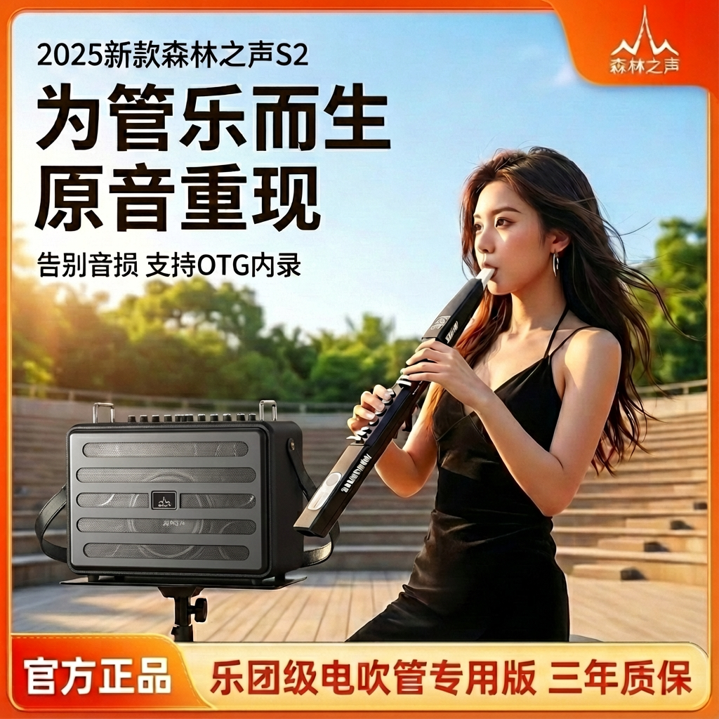 森林之声S2电吹管专用版乐器音箱超长续航大功率直播无线蓝牙音响