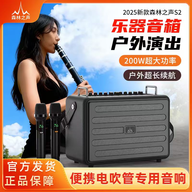 森林之声S2电吹管专用版乐器音箱超长续航大功率直播无线蓝牙音响
