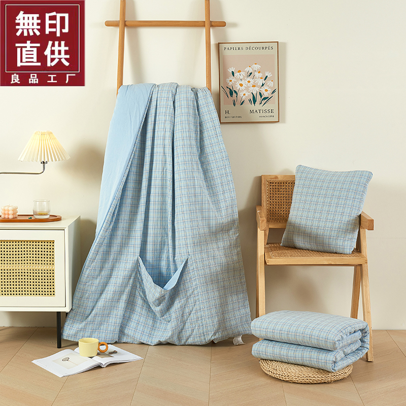 全棉水洗棉简约原单抱枕被子