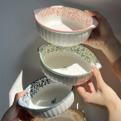 釉下彩陶瓷日式大众四季繁花面碗
