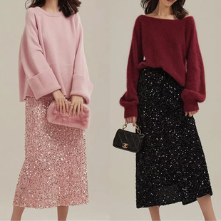 日系设计师topwhit人鱼姬开衩高级感半身裙女装春季新款直筒裙子