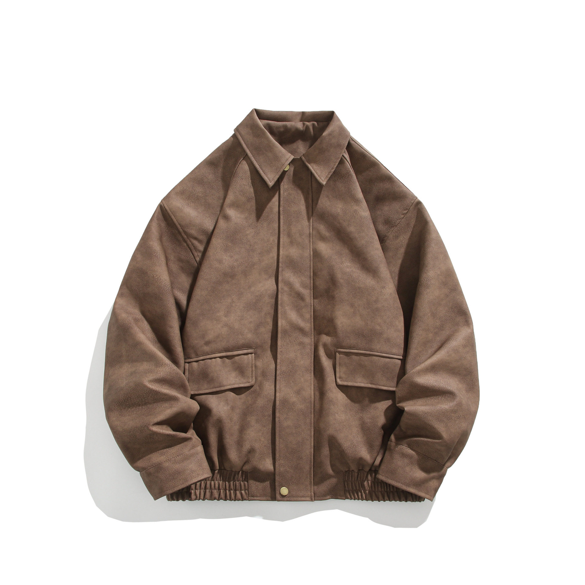 cherry kitty美式棕色pu皮衣外套男春秋穿搭小众复古风宽松休闲