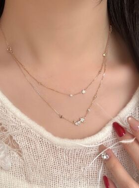 日系设计师topwhits银双层星星项链女轻奢复古高级感小众设计锁骨