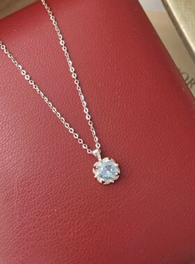 日系设计师topwhits银蓝锆花朵项链女日系复古小众设计高级感锁骨