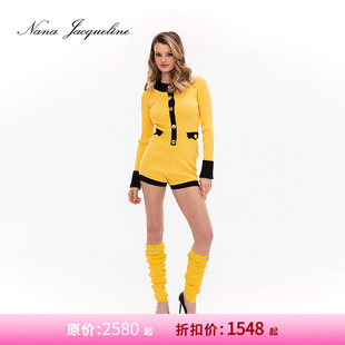 定制金属扣复古撞色圆领连体裤 NanaJacqueline时尚 女 甄选6折