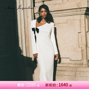 长裙 NanaJacqueline蝴蝶结连衣裙肌理感薄垫肩收腰西装 甄选5折