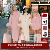 明星同款 NanaJacqueline毛毛斗篷羊毛大衣女毛呢外套新年战袍