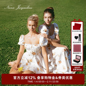 度假裙 印花连衣裙女法式 刘亦菲同款 NanaJacqueline原创泡泡袖