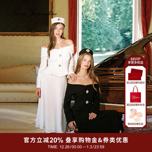女复古长袖 套装 NanaJacqueline一字肩钻扣时尚 高智感 徐璐同款