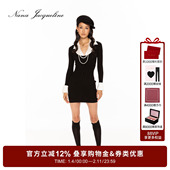 NanaJacqueline冬新款 徐如蓝同款 缎面拼针织假两件针织连衣裙