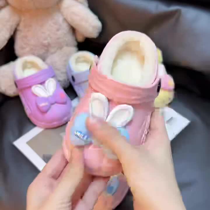 蝴蝶结儿童棉拖鞋冬季女
