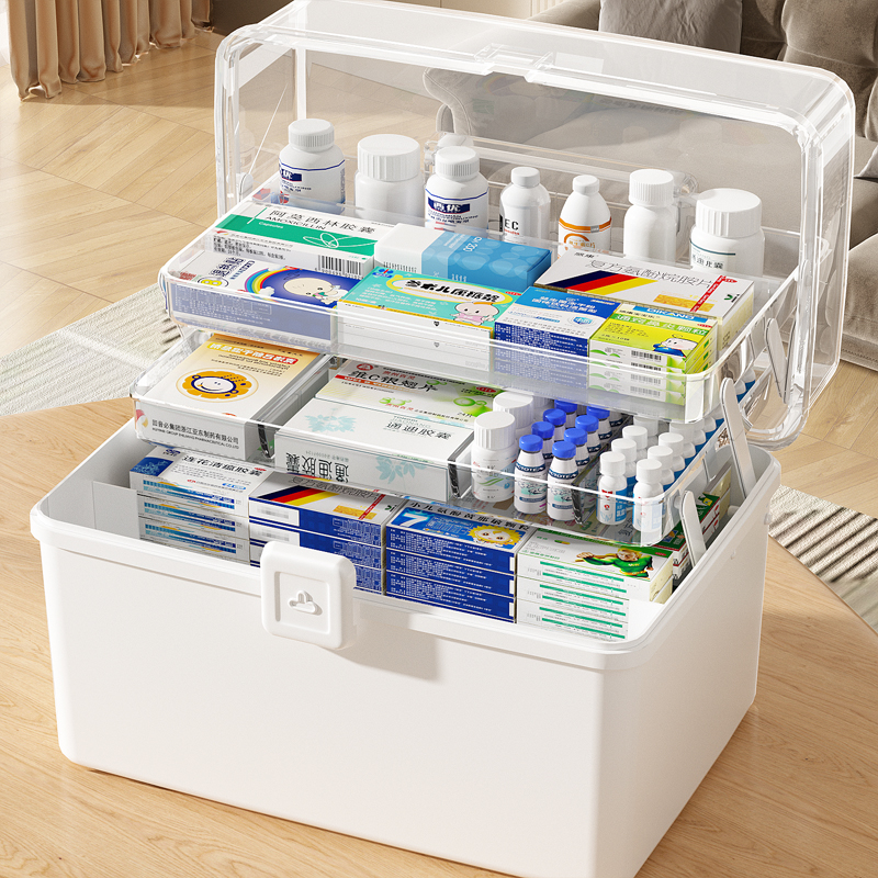 医药箱收纳盒家庭装便携药品分装盒药物急救箱家用大号药盒收纳箱