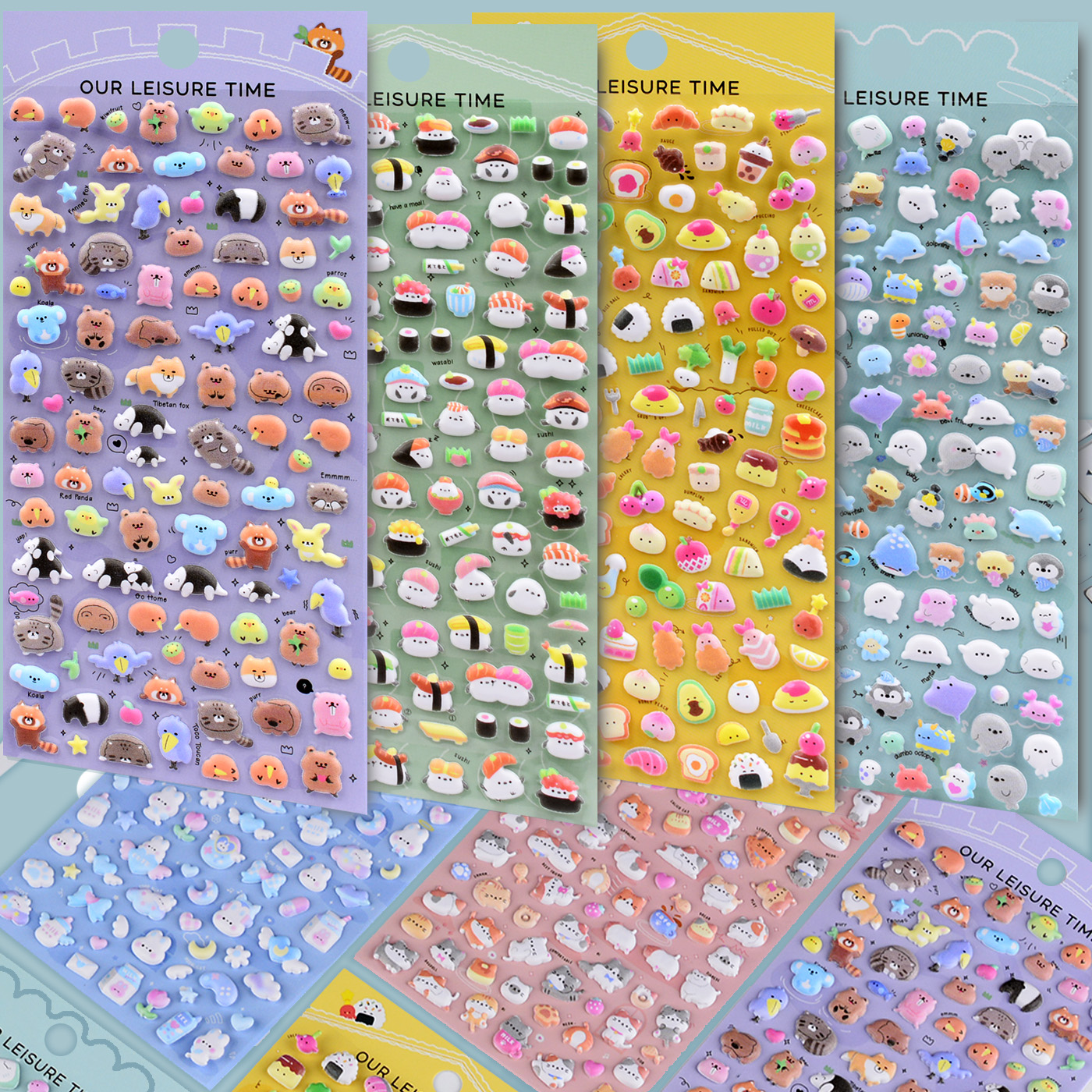 可爱猫咪动物小图案立体泡泡贴纸