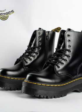 【Jadon8孔】增高侧拉链皮靴时尚英伦风欧美经典工装靴秋冬新款女