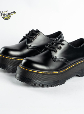 幂幂同款马丁鞋1461quad厚底3孔bex增高新款松糕博士皮鞋女