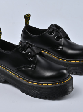 【holly款】Rose款丝带百搭女皮鞋黑色厚底甜美可爱公主圆头1461