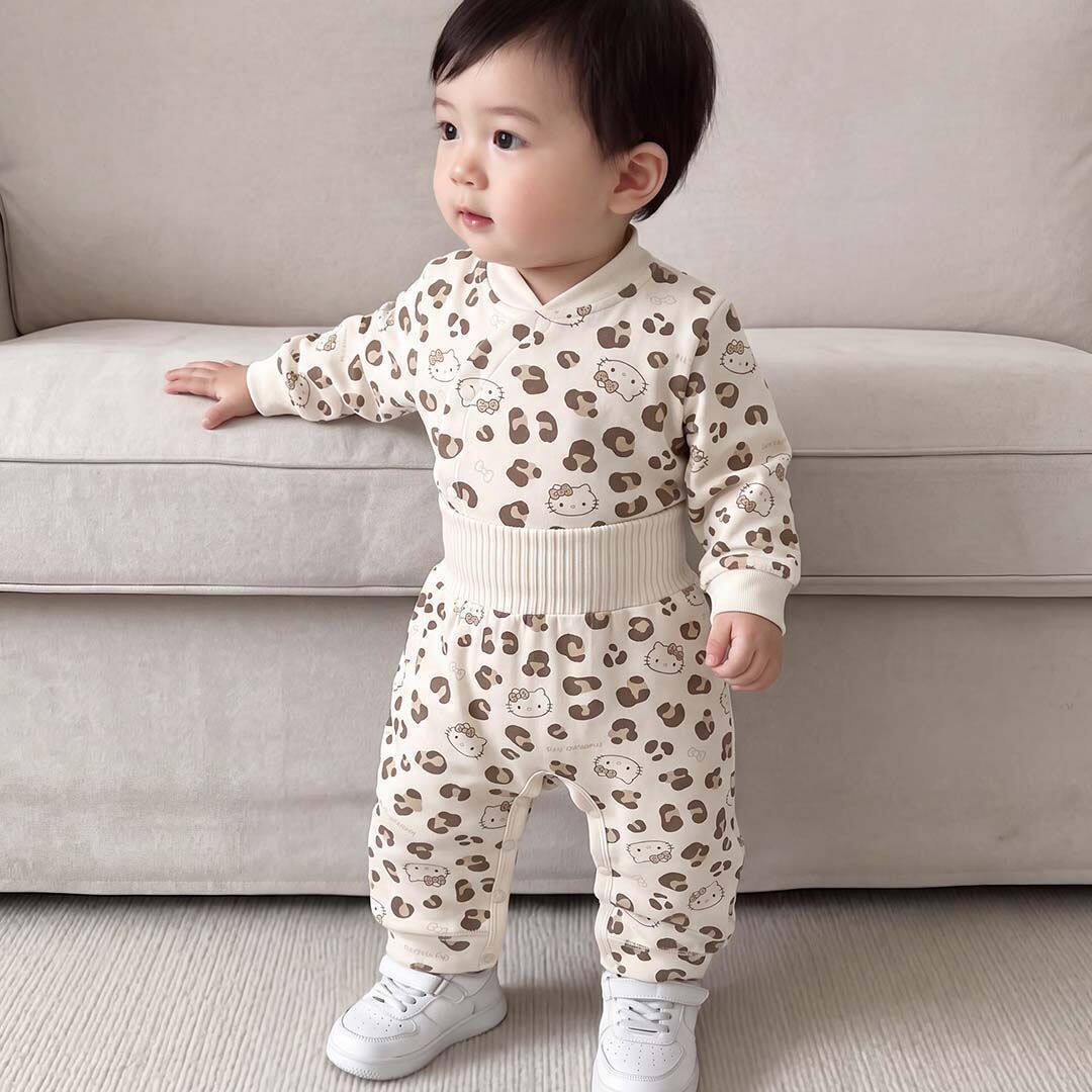 婴儿衣服春秋舒绒A类高腰护肚套装宝宝秋衣秋裤两件套包屁衣休闲