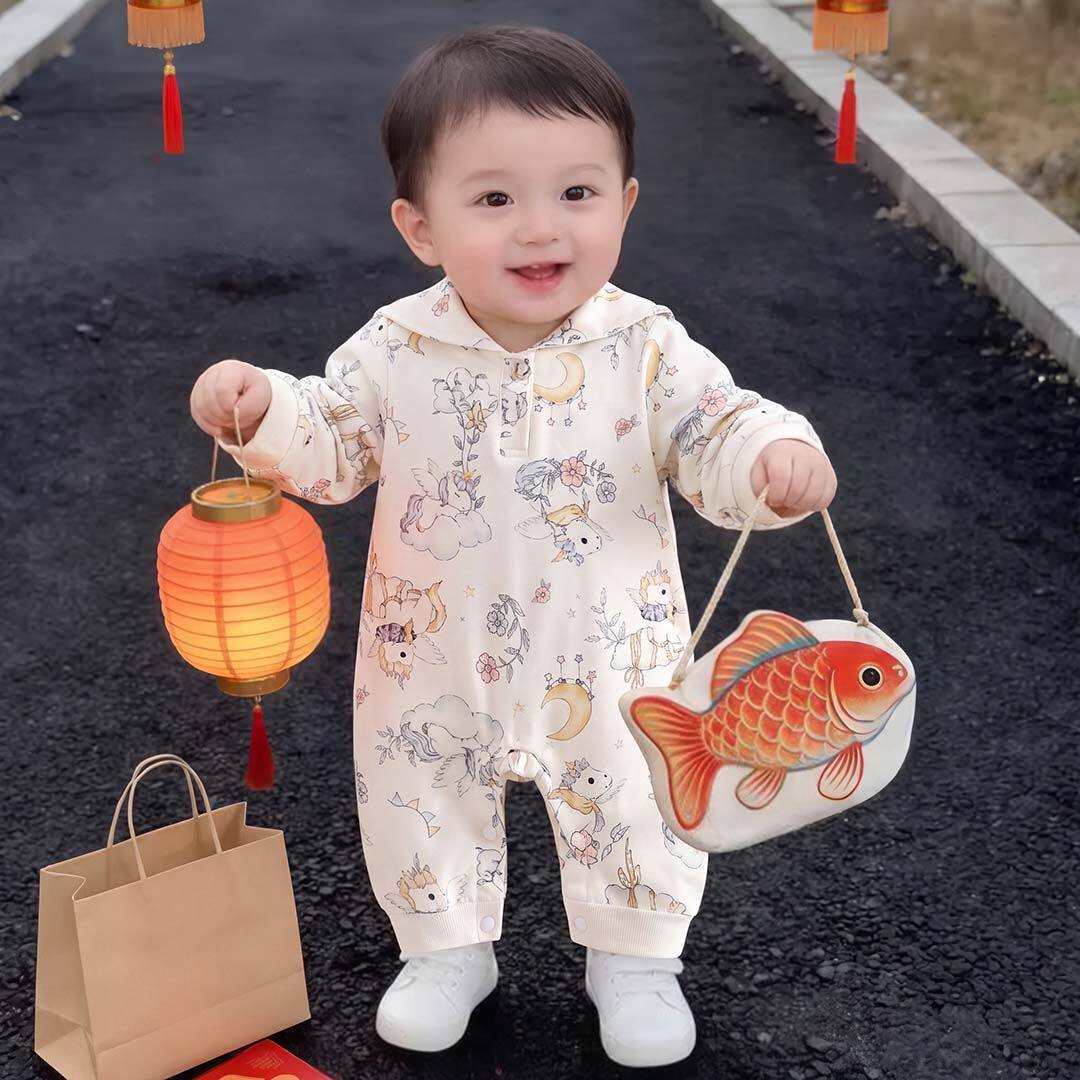 婴儿衣服宝宝连体衣春秋季纯棉a类长袖睡衣婴幼儿爬服哈衣超萌