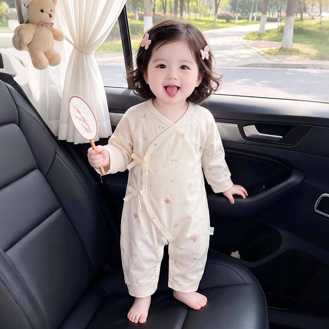 新生儿衣服春秋季蝴蝶衣婴儿纯棉a类连体衣宝宝长袖睡衣爬服高级