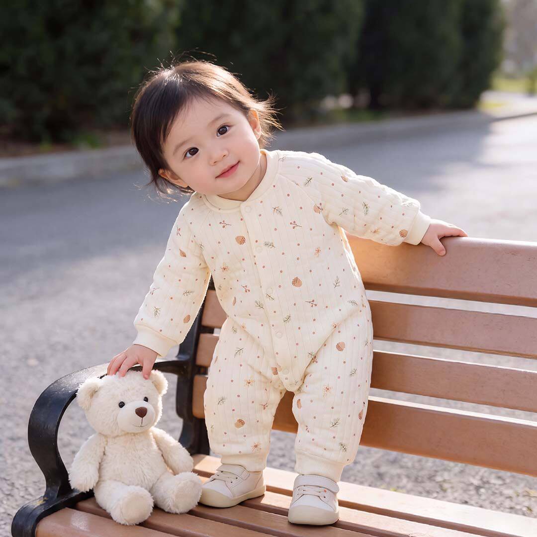 婴儿连体衣春秋三层保暖哈衣新生儿夹棉加厚衣服宝宝a类爬服高级