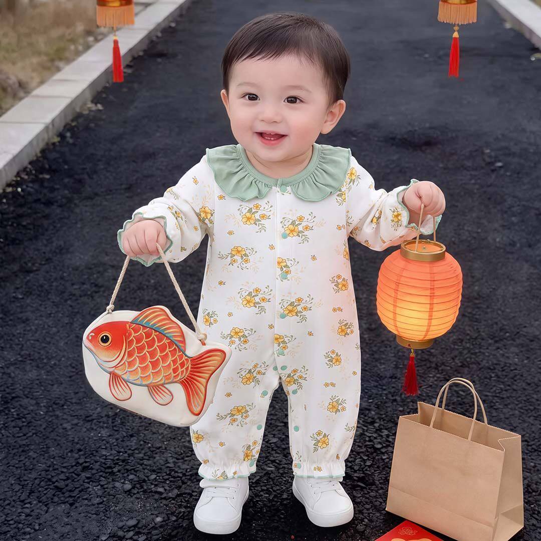婴儿衣服纯棉a类春秋季无骨爬服新生儿连体衣宝宝贴身睡衣柔软