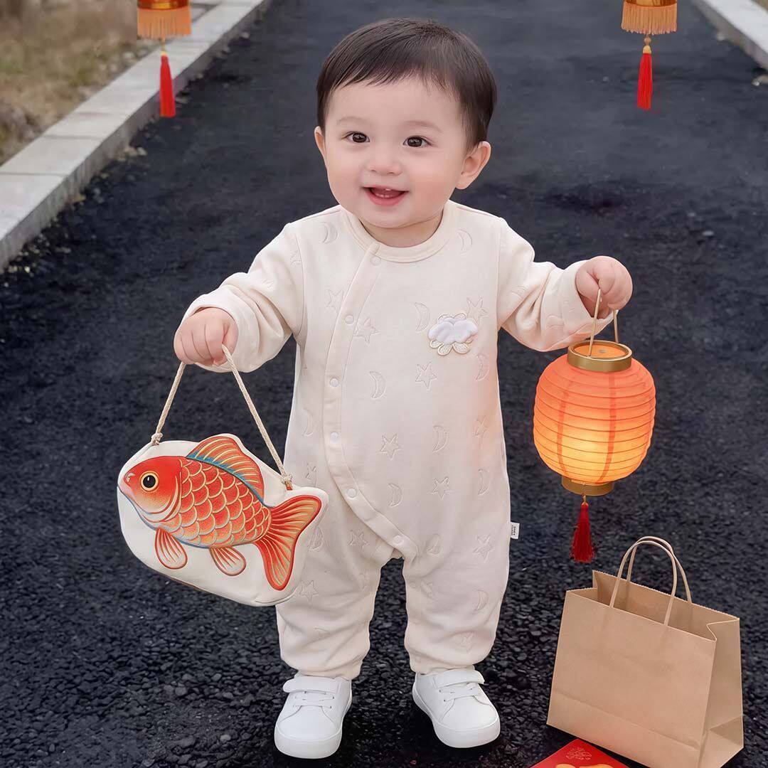 婴儿连体衣秋冬贴身抑菌衣服新生儿全棉哈衣宝宝春季A类爬服中厚