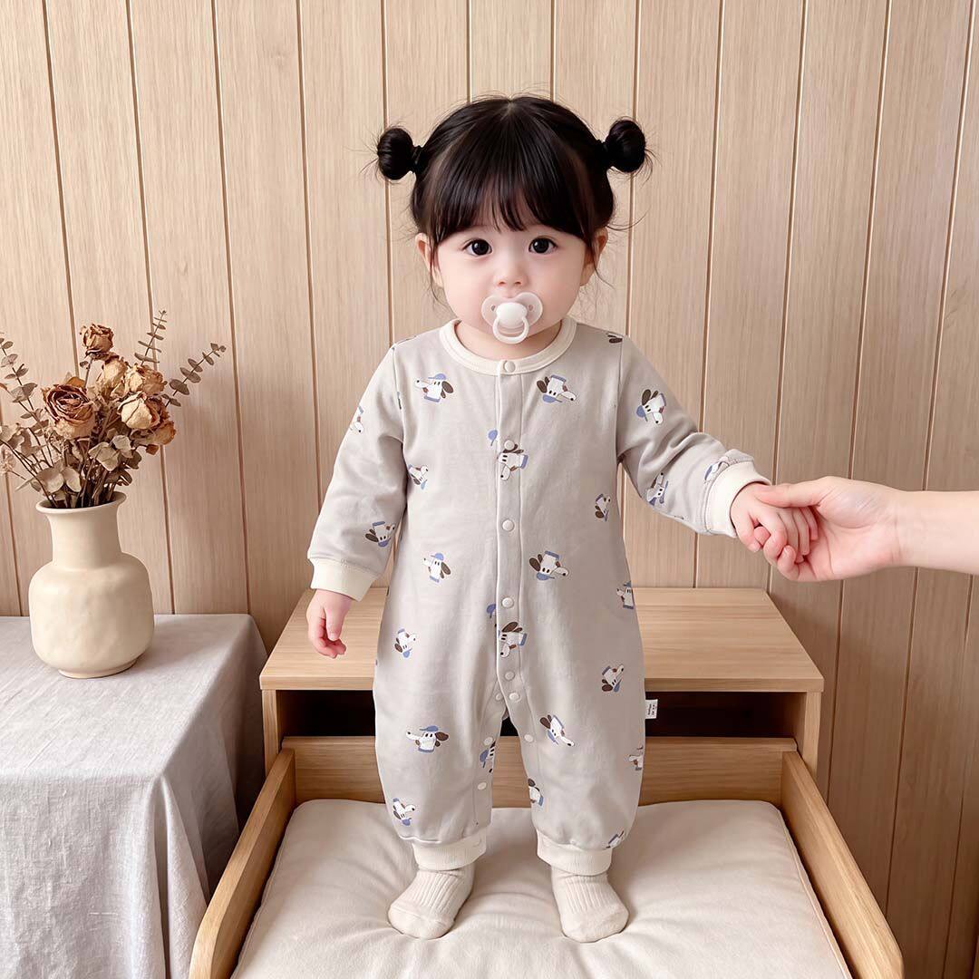 婴儿连体衣春秋纯棉衣服秋装小月龄宝宝洋气长袖哈衣爬服超萌
