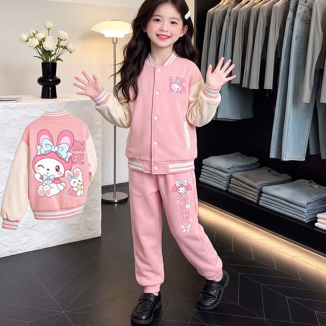 女童两件套装童装儿童2026新款棒球服外套裤子春秋款学院风可爱款