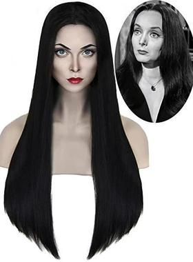 亚当斯一家 妈妈 Addams 黑色中分长直发万圣节 cos假发 动漫假发