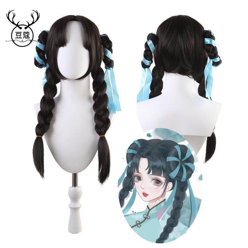 西施假发 诗语江南cos假发 少女假发麻花辫 王者手游西施假发造型