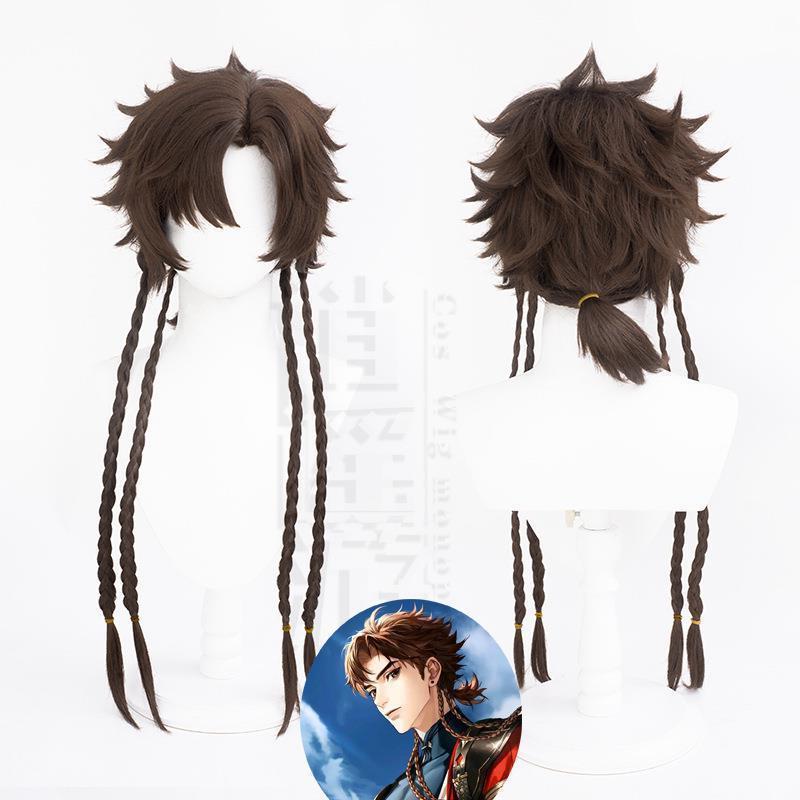 代号鸢孙策cos假发四麻花辫反真头皮顶三七分cosplay假发