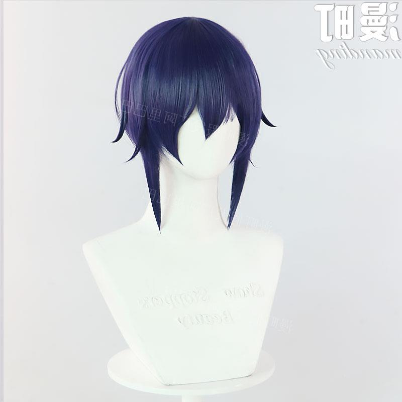 守护甜心 阿夜 月咏几斗 cos假发 仿真头皮顶 深蓝短发