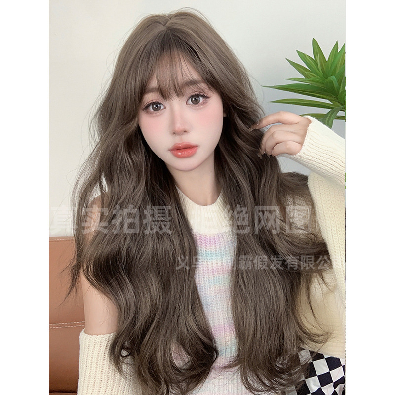 制霸假发女长发日常时尚网红同款齐刘海自然卷发大波浪全头套