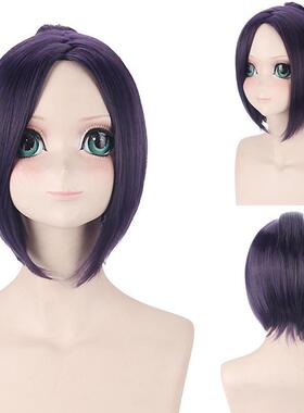 cos假发 家庭教师reborn 库洛姆髑髅 紫色黑蓝色动漫假发