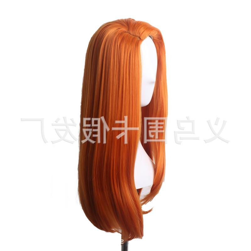 日系原宿万用COS假发偏分女橙色假发长直发头套Wigs欧美厂家现货