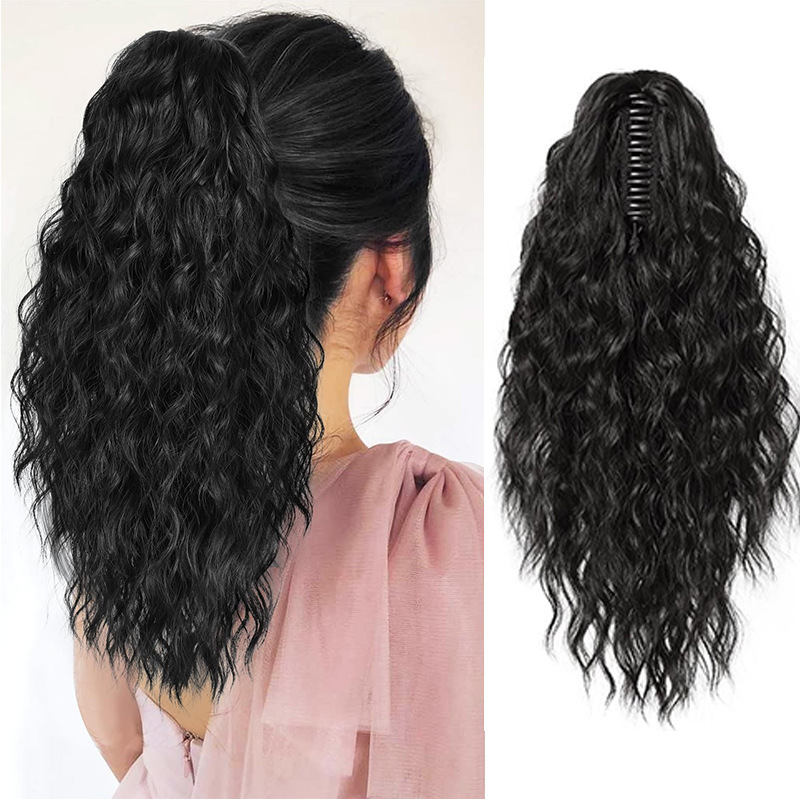 跨境时尚马尾女欧美玉米烫大抓夹蓬松马尾辫假发ponytail