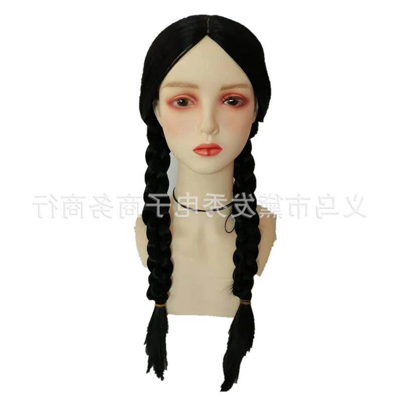 亚当斯罗贝尔特cos假发 双麻花辫造型款cosplay动漫假发 黑色