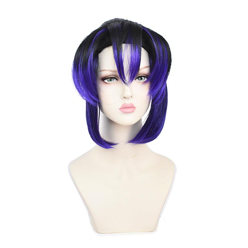 鬼灭之刃假发蝴蝶忍假发cosplay头套 黑色渐变蓝色厂家现货