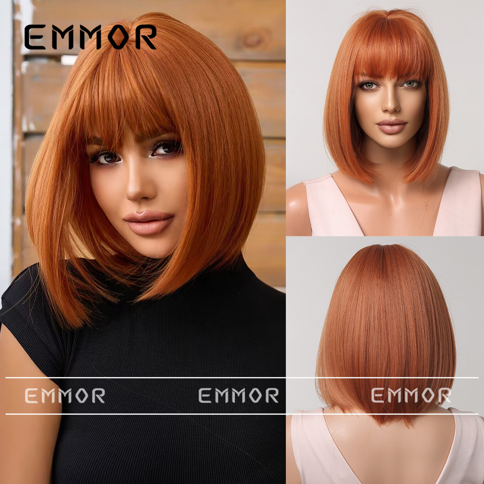 假发女高温丝短发夏季自然色bobo头气质减龄齐刘海短直发假发头套