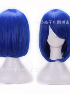 动漫假发 Cos假发 蓝色短发 MSN韩版修脸短发欧美现货