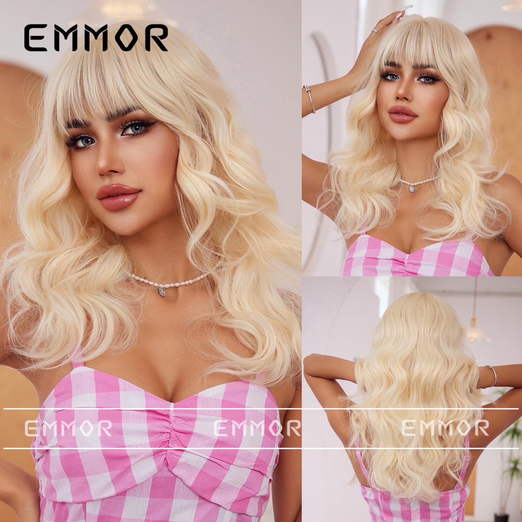 假发女齐刘海长卷发波浪卷Lolita减龄时尚网红cos动漫米白色头套