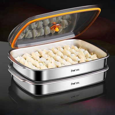 德国316不锈钢饺子收纳食品级密封保鲜面条冻水饺馄饨冰箱冷冻盒