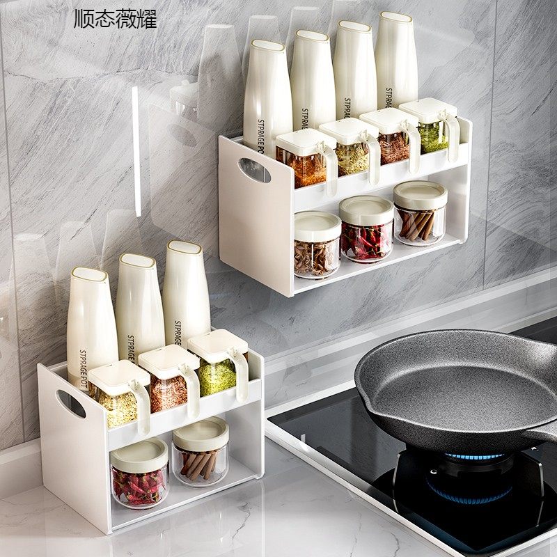 高硼硅玻璃材质调料罐   台面壁挂双用