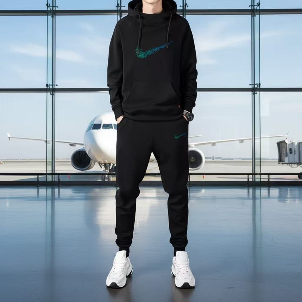 奥莱潮牌男士连帽卫衣休闲套装