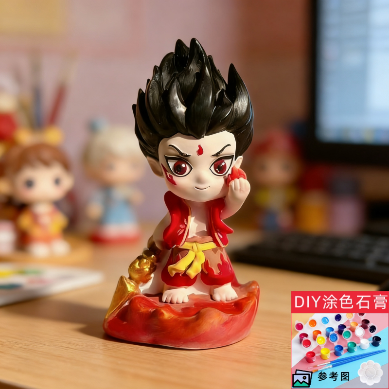 新款哪吒敖丙龙王石膏乐乐羁绊香薰石膏娃娃手工DIY涂鸦摆件玩具