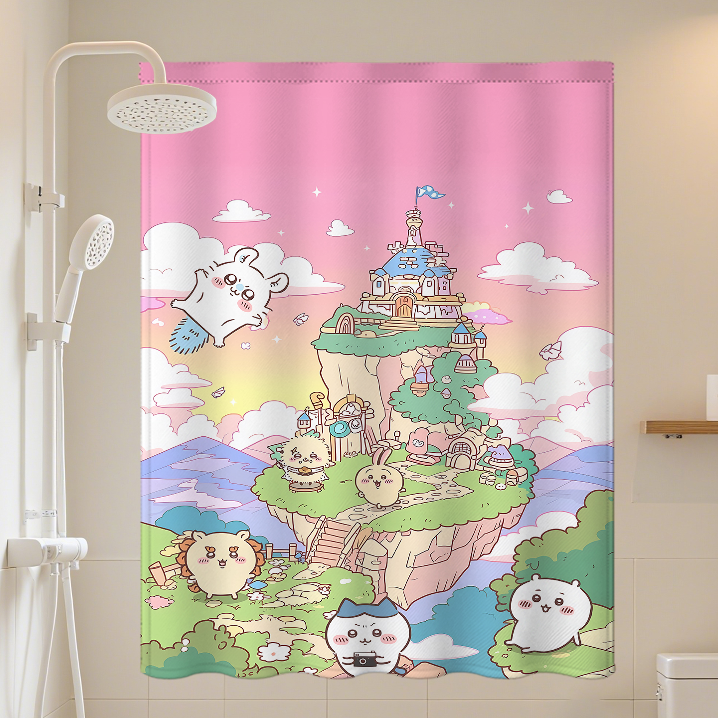 浴帘浴室隔断帘短卡哇伊魔术贴卫生间窗帘防水防霉小窗户防窥简易